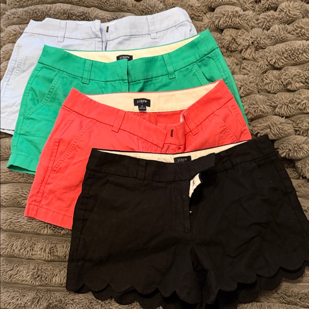 4 Pack! J. Crew Women's Shorts - Black, Coral, Mint, Light Blue - sz 4